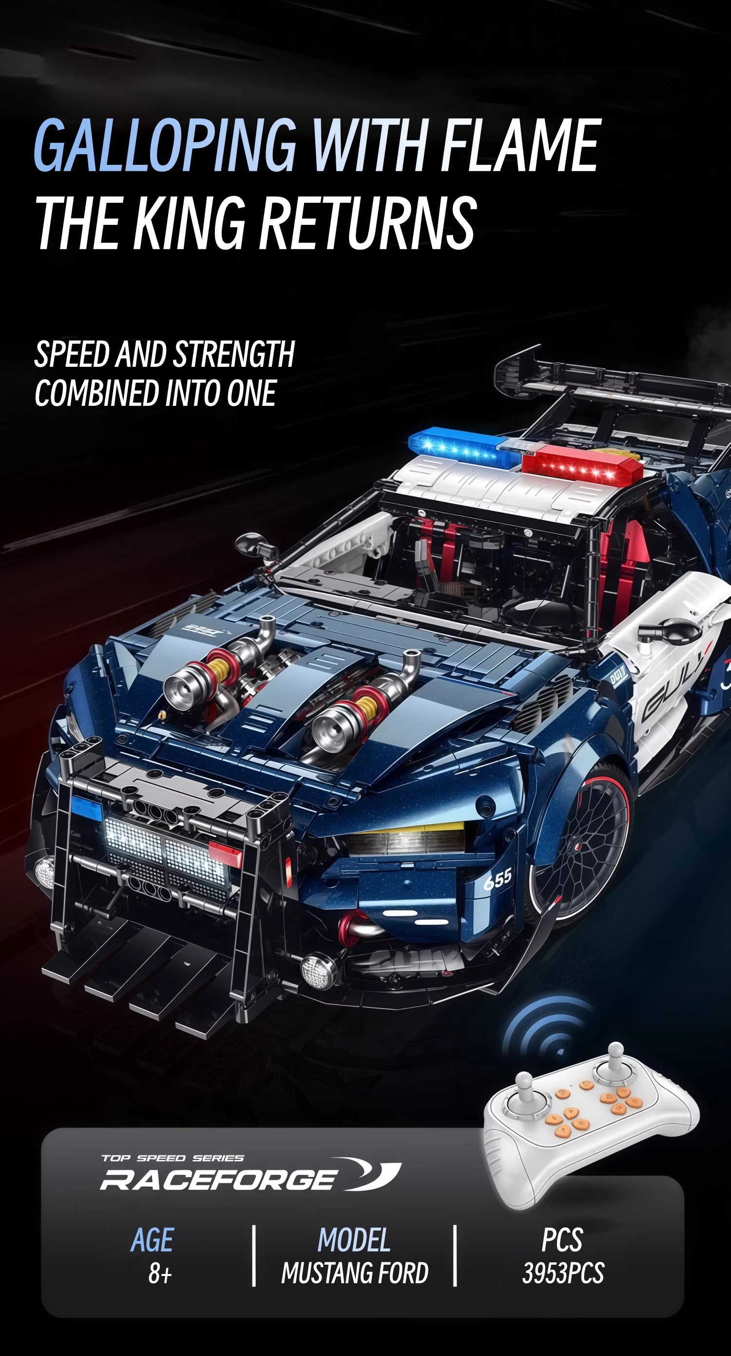 Ford mustang police car-1:8 scale