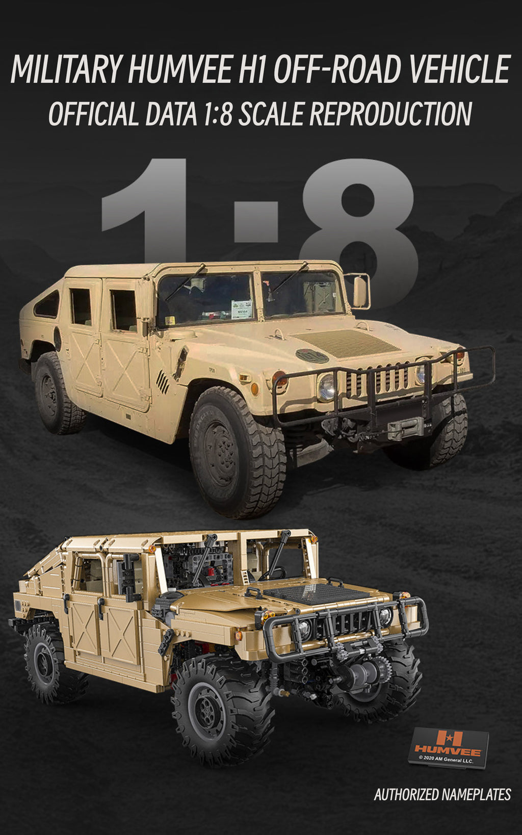 Humvee military off-road vehicle-1:8 scale