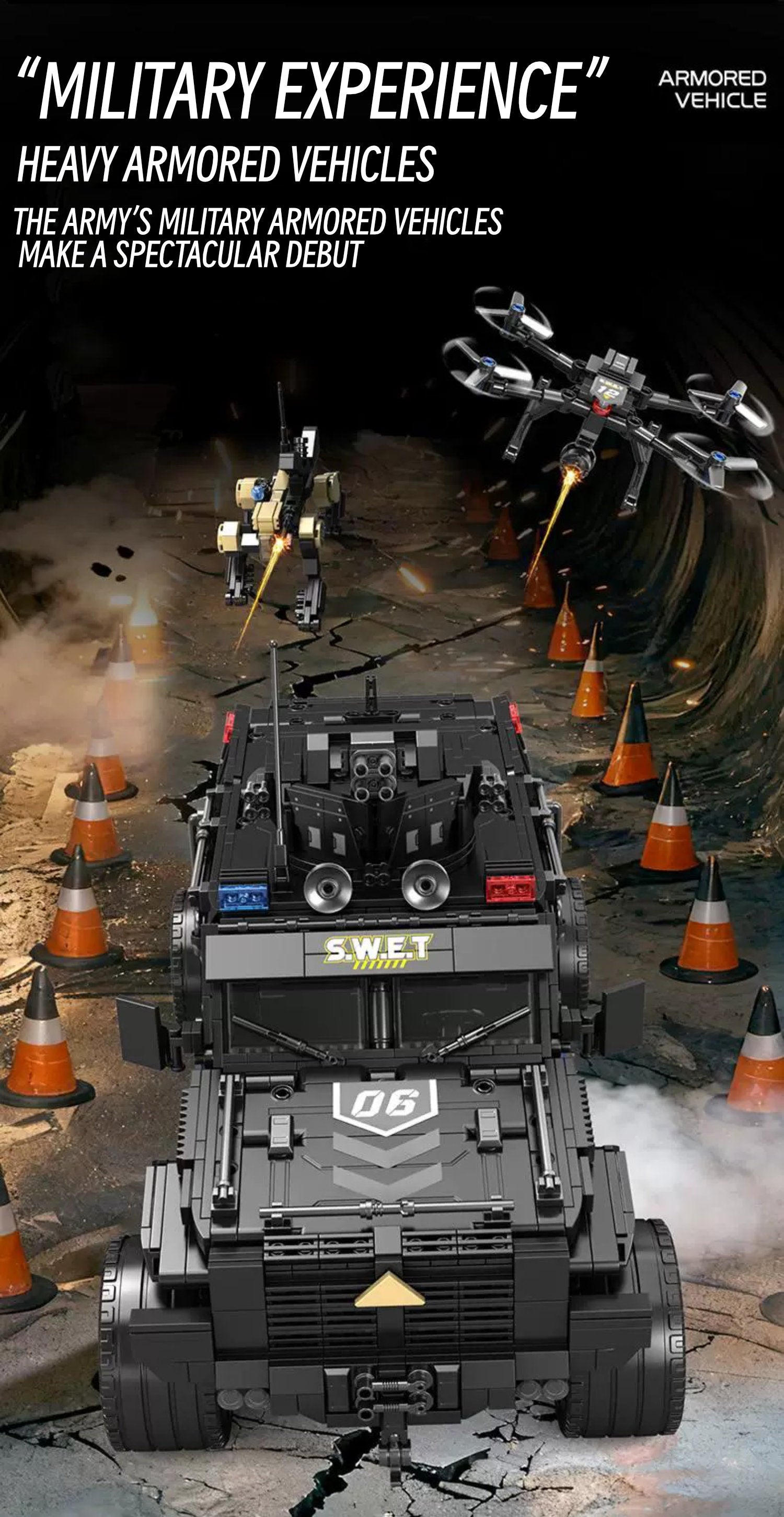 Heavy armored Jeep with a drone& mechnical dog