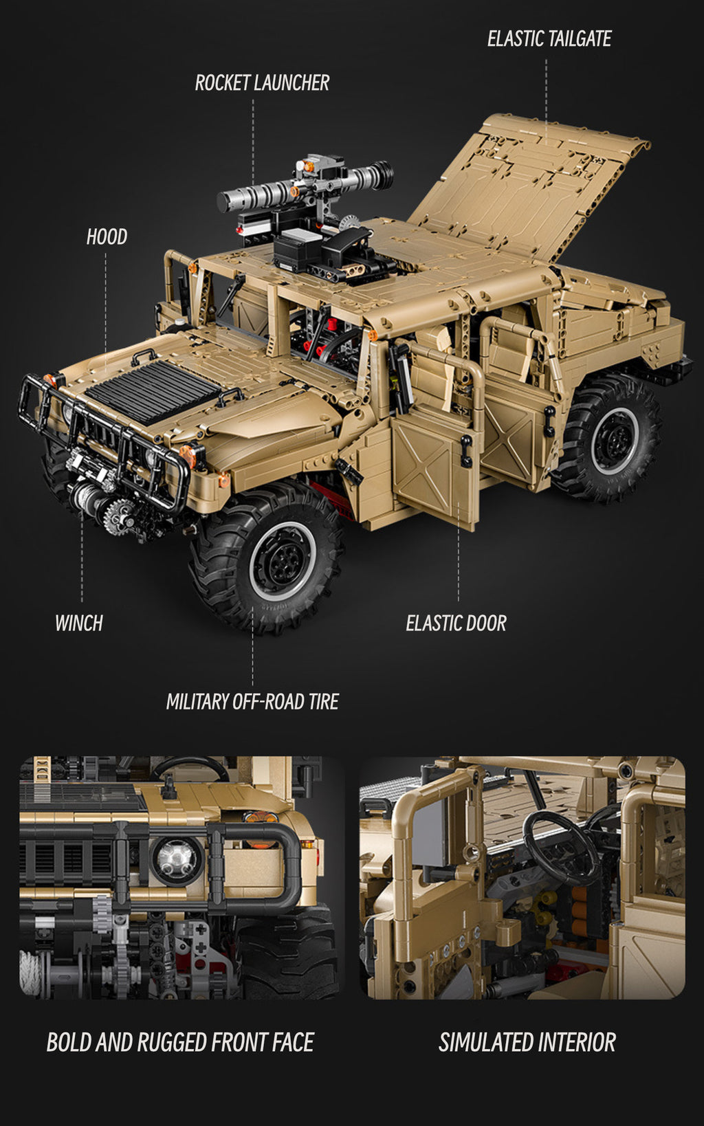 Humvee military off-road vehicle-1:8 scale