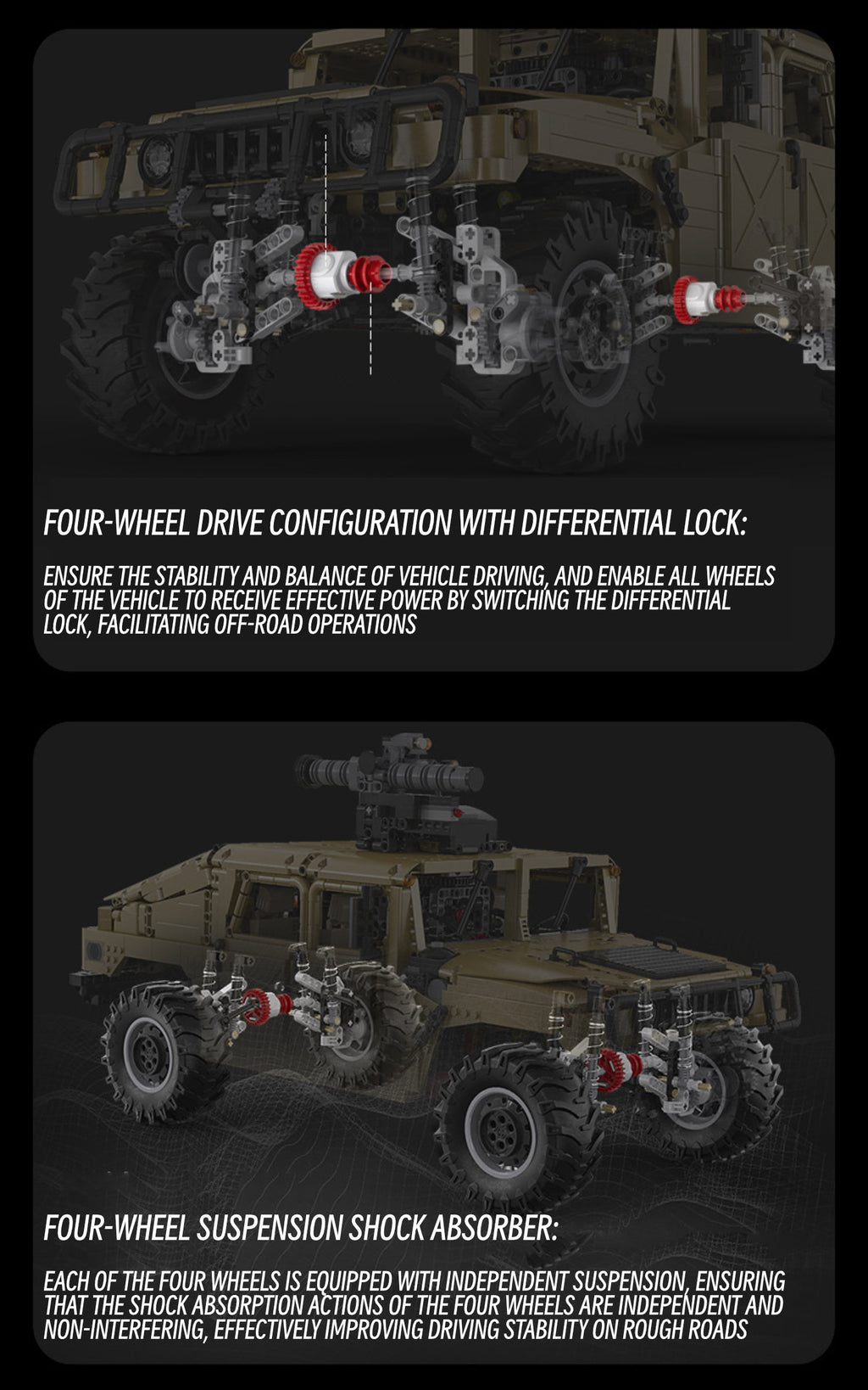 Humvee military off-road vehicle-1:8 scale
