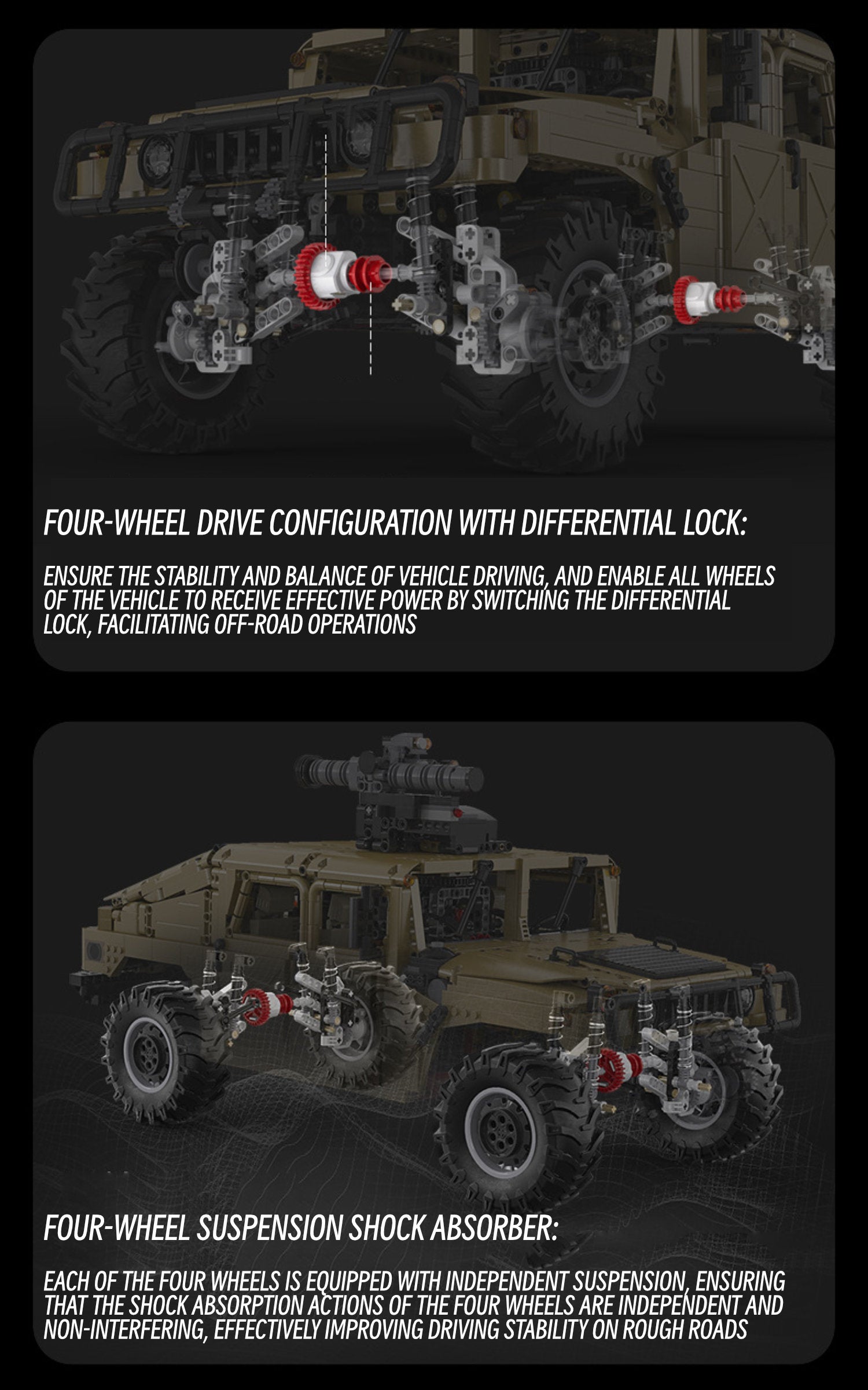 Humvee military off-road vehicle-1:8 scale