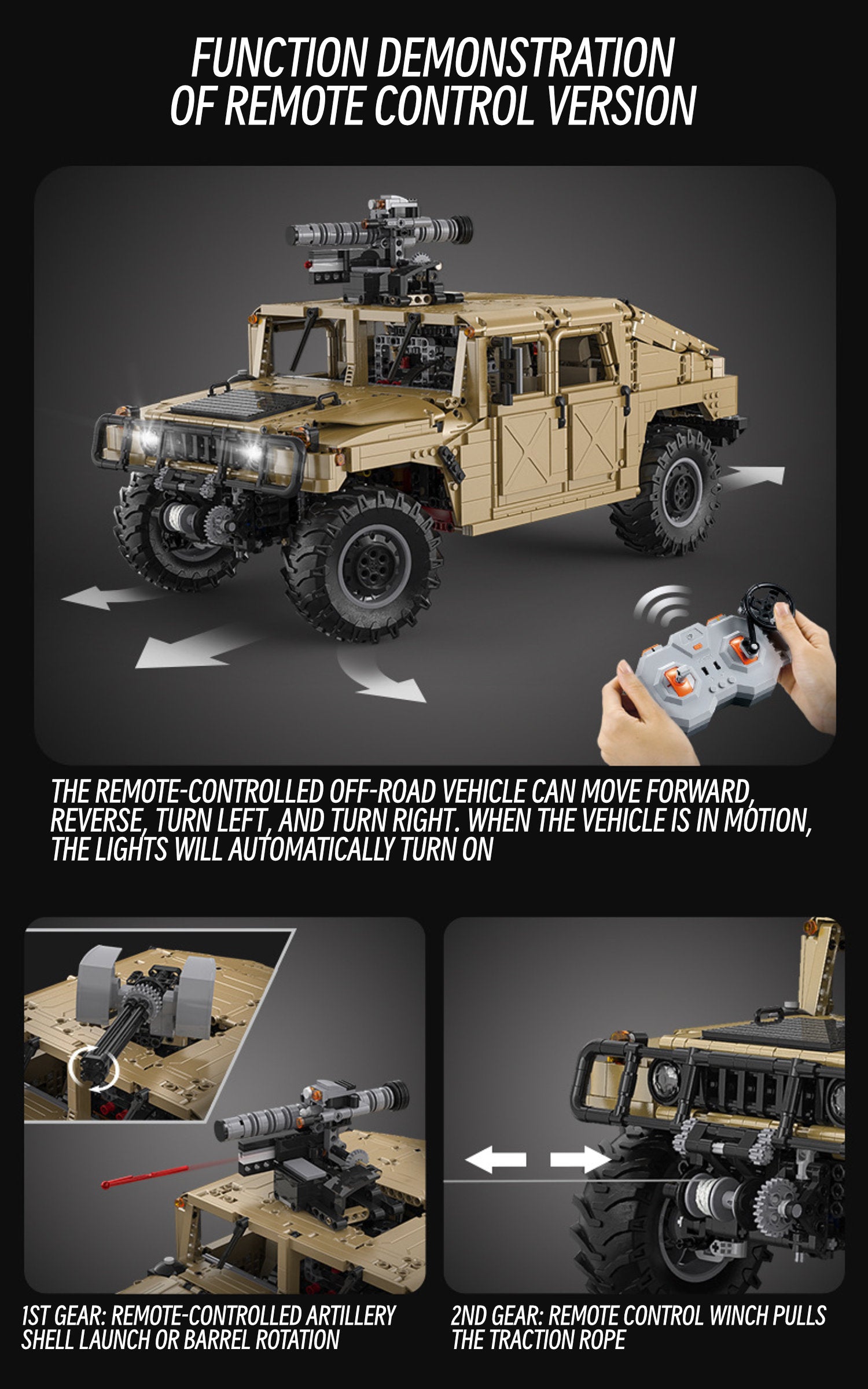 Humvee military off-road vehicle-1:8 scale