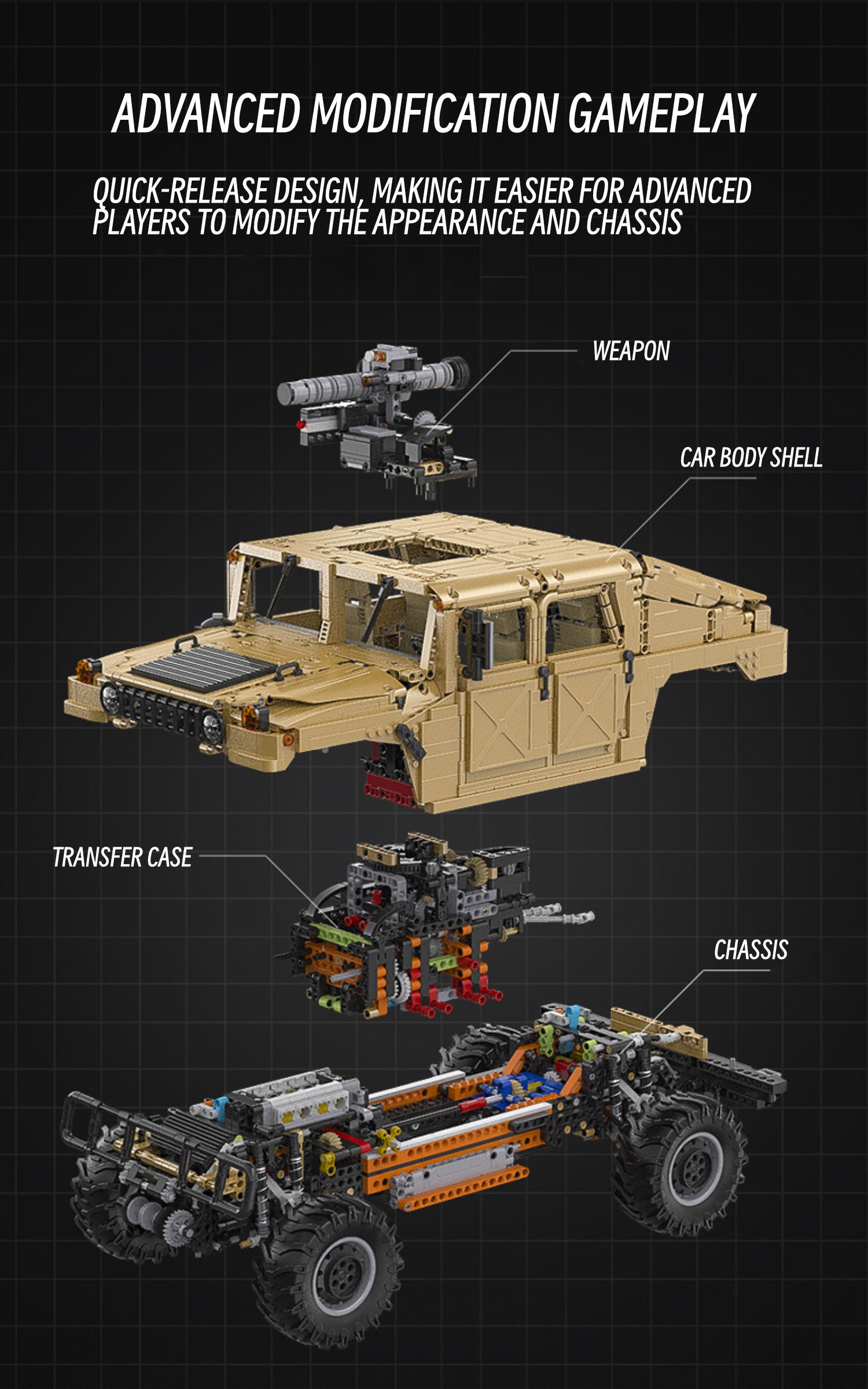 Humvee military off-road vehicle-1:8 scale