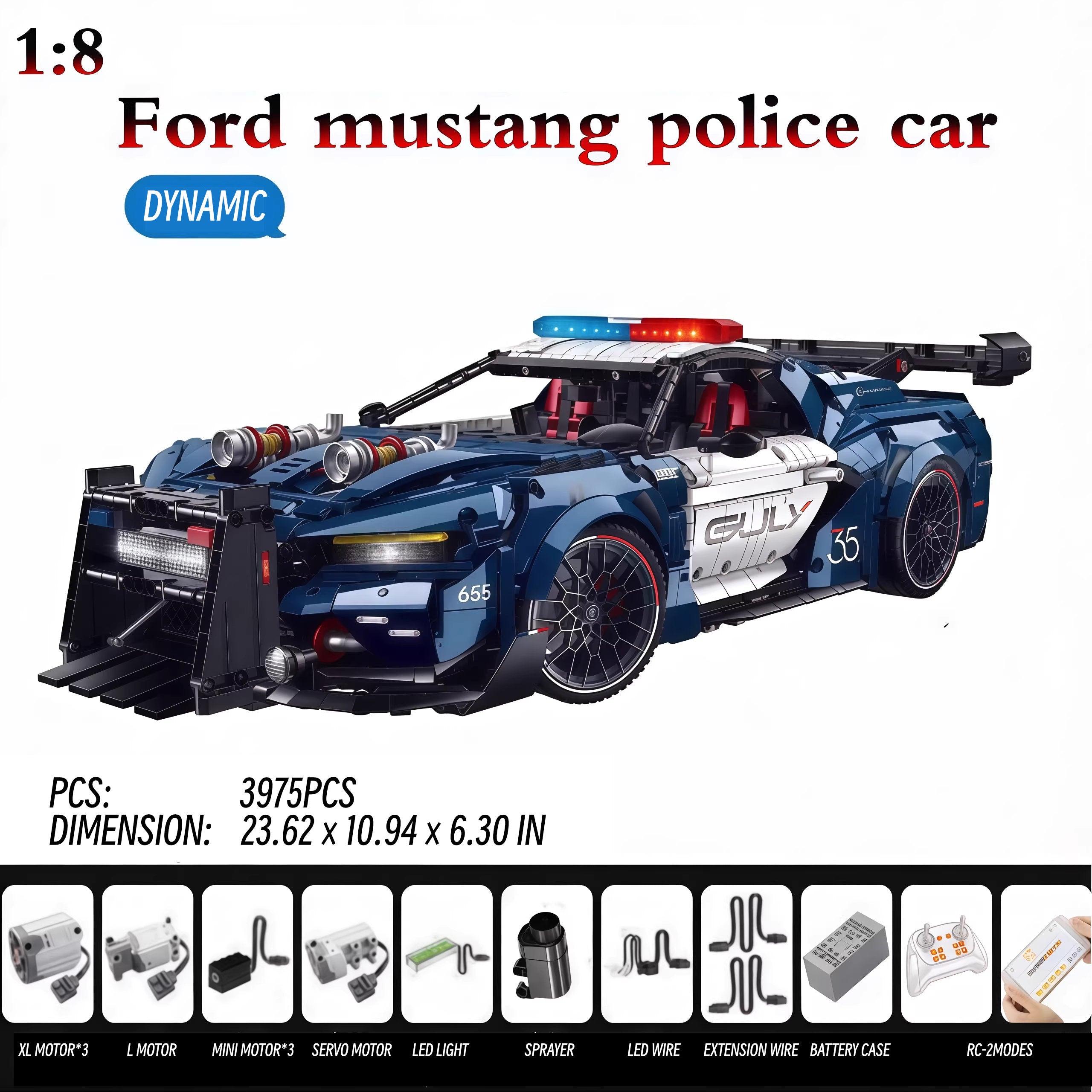 Ford mustang police car-1:8 scale